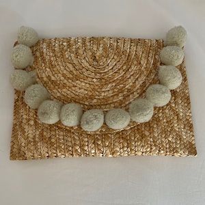 Raffia Pompom Clutch